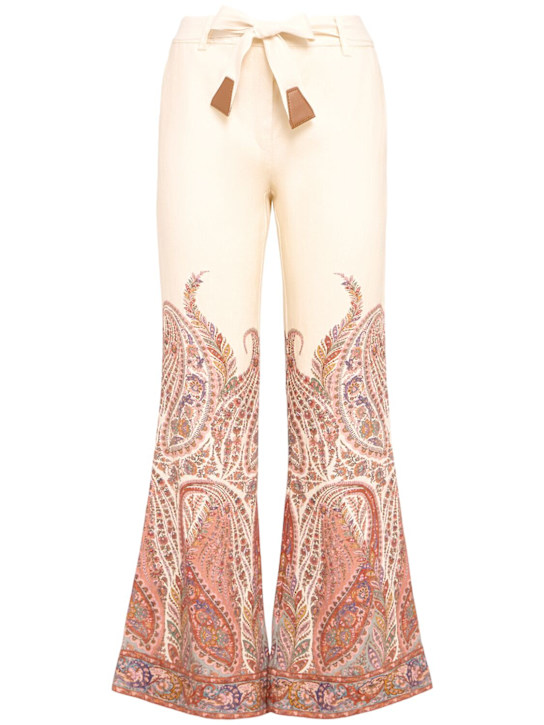 Zimmermann: Rhiannon flared linen pants - Cream/Multi - women_0 | Luisa Via Roma