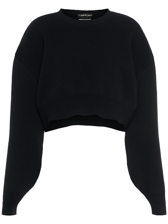 Tom Ford: Wool & cashmere crop sweater - Black - women_0 | Luisa Via Roma