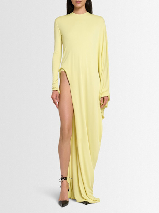 Tom Ford: Robe en jersey crêpe de viscose à manches longues - Jaune - women_1 | Luisa Via Roma