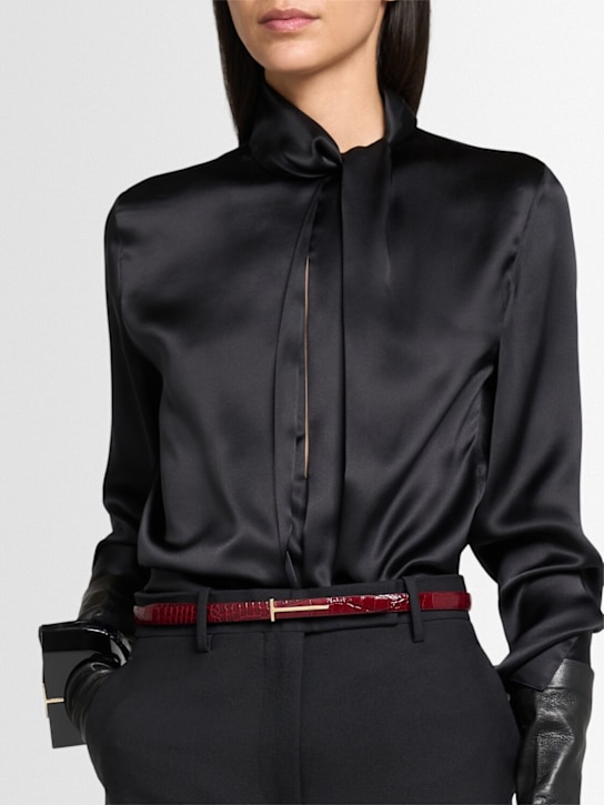 Tom Ford: 鳄鱼压纹漆皮腰带 - 红宝石色 - women_1 | Luisa Via Roma