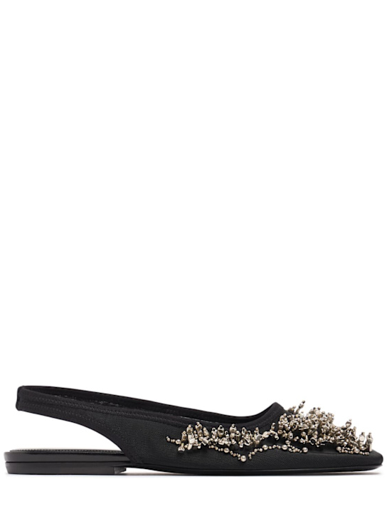 Dries Van Noten: 5mm Embroidered mesh slingback flats - Black - women_0 | Luisa Via Roma