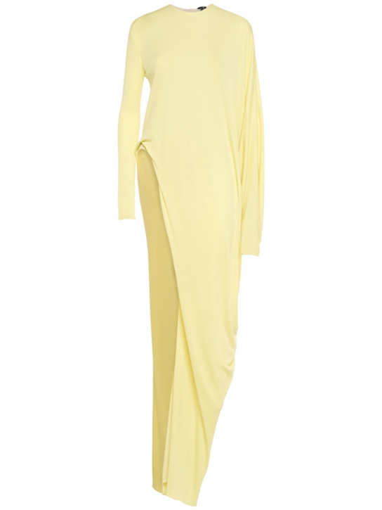Tom Ford: Robe en jersey crêpe de viscose à manches longues - Jaune - women_0 | Luisa Via Roma