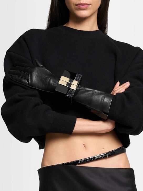 Tom Ford: Croc embossed patent leather bracelet - Black - women_1 | Luisa Via Roma