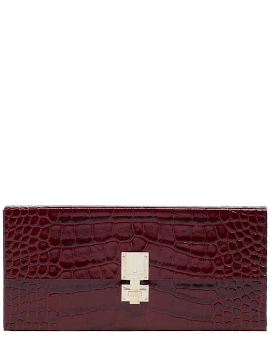 Tom Ford: E/W Croc embossed leather box clutch - women_0 | Luisa Via Roma