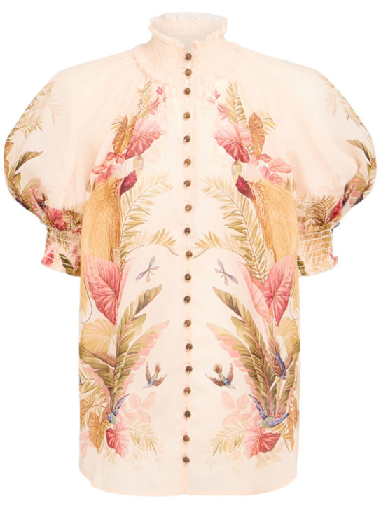 Zimmermann: Ascension billowed ramie shirt - women_0 | Luisa Via Roma