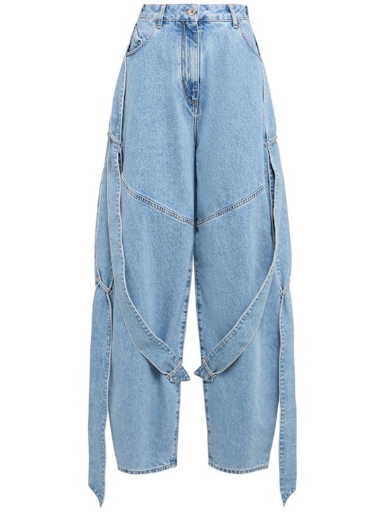 The Attico: Washed denim wide leg jeans - Blue - women_0 | Luisa Via Roma