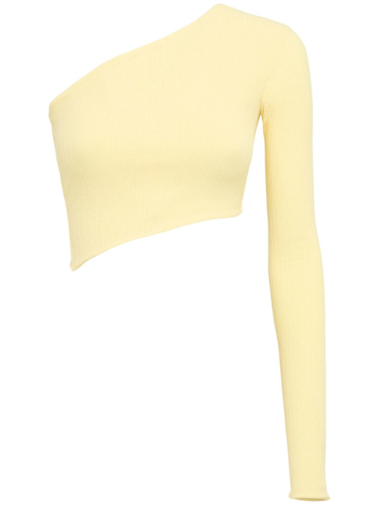 Lama Jouni: Top en jersey de viscose stretch épaules dénudées - Jaune - women_0 | Luisa Via Roma
