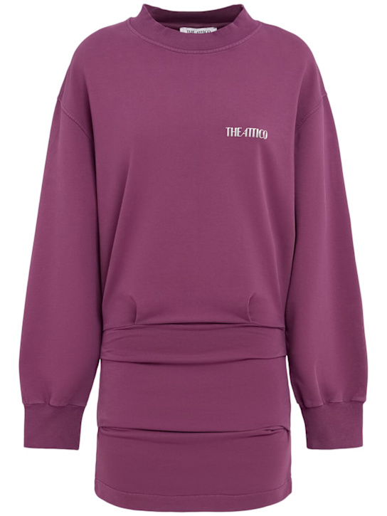 The Attico: Ruched jersey mini dress - Burgundy - women_0 | Luisa Via Roma