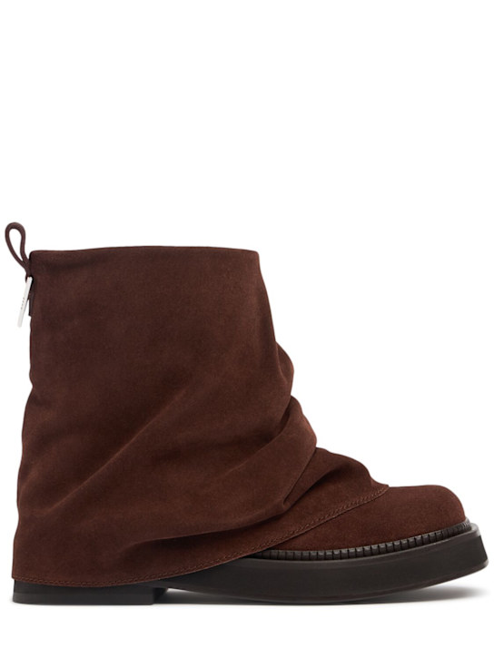 The Attico: 30mm Mini Robin suede combat boots - Brown - women_0 | Luisa Via Roma