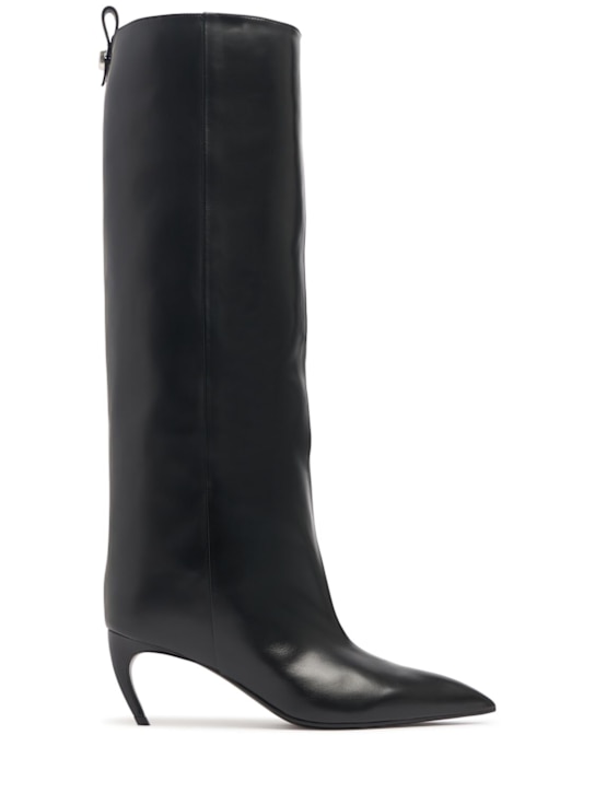 The Attico: 65mm Lea heeled leather high boots - Black - women_0 | Luisa Via Roma