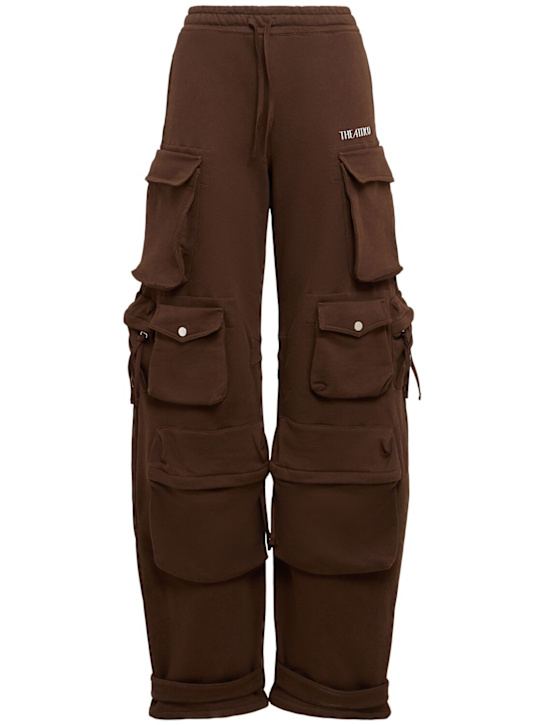The Attico: Cotton jersey cargo sweatpants - Dark Brown - women_0 | Luisa Via Roma