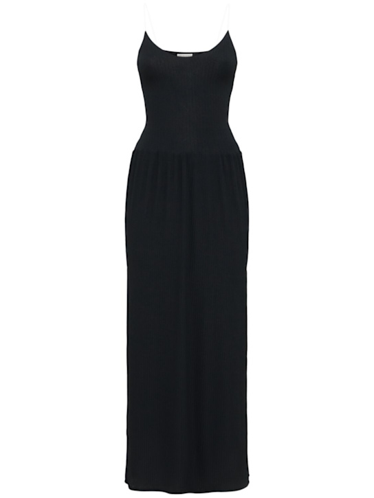 Lama Jouni: Viscose blend long dress - Black - women_0 | Luisa Via Roma
