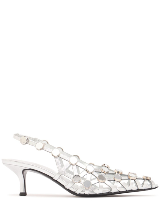 The Attico: 50mm Grid slingbacks - Silver - women_0 | Luisa Via Roma