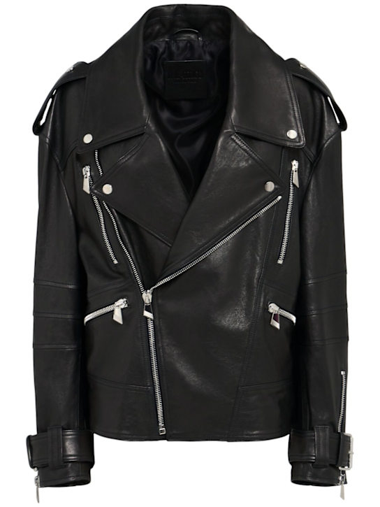 The Attico: Leather biker jacket - women_0 | Luisa Via Roma