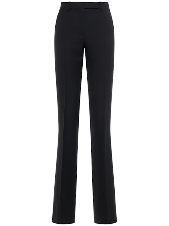 Tom Ford: 初剪羊毛混纺斜纹直筒裤 - 黑色 - women_0 | Luisa Via Roma