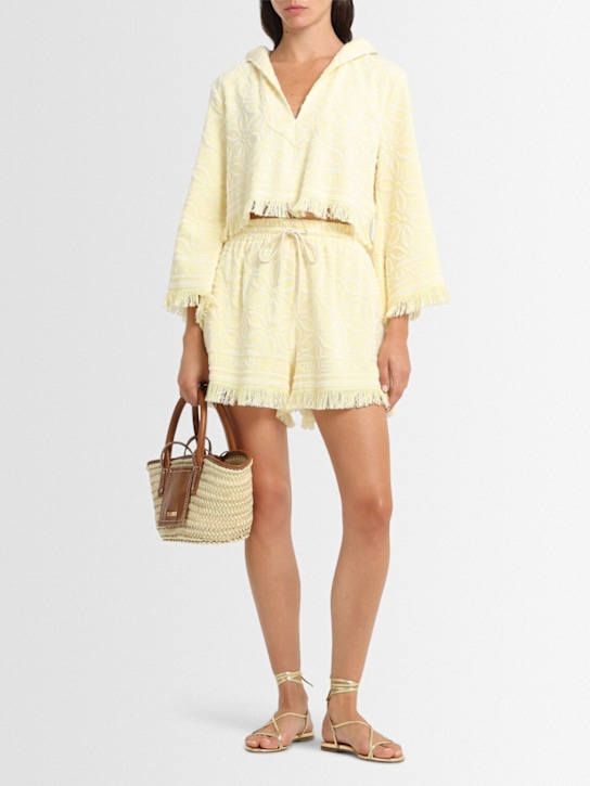 Zimmermann: Coco hooded cotton toweling sweater - Cream - women_1 | Luisa Via Roma