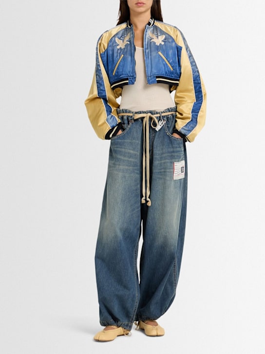 Drawstring wide-leg denim jeans - Thumbnail 2