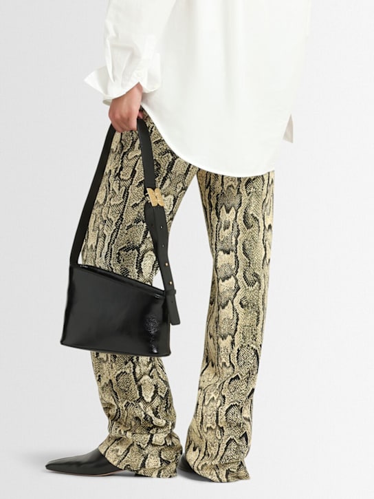 Eenk: Small Trapezoid leather shoulder bag - Black - women_1 | Luisa Via Roma