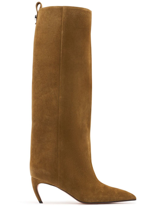 The Attico: 65mm Lea suede boots - Military Green - women_0 | Luisa Via Roma