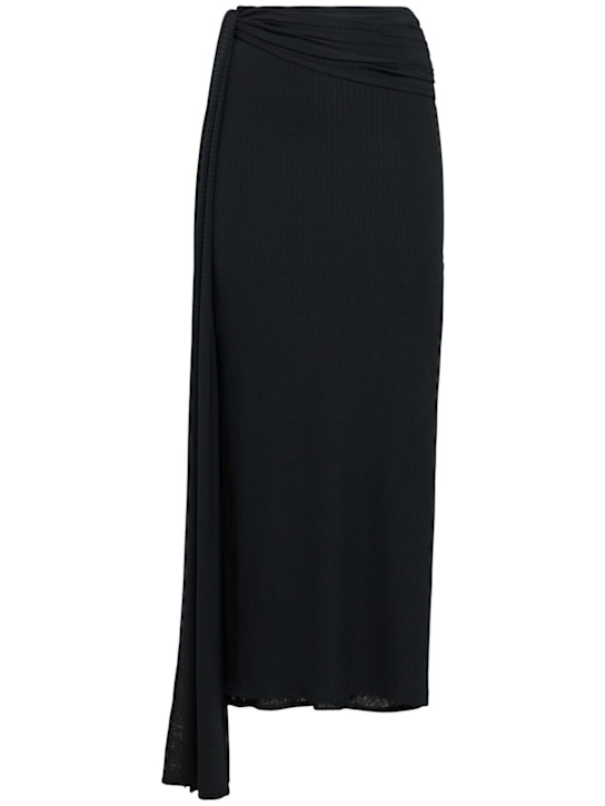 Lama Jouni: Stretch jersey long skirt - Black - women_0 | Luisa Via Roma