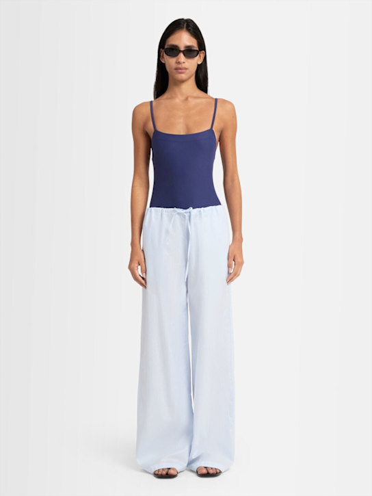 Annagreta: Olimpia コットンツイルパンツ - ホワイト/ブルー - women_1 | Luisa Via Roma