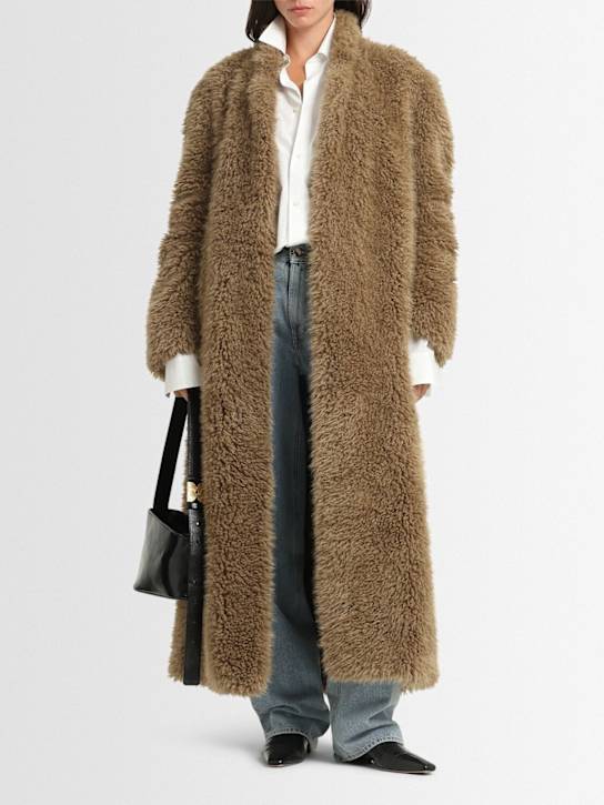 Eenk: Teddy long coat - Beige - women_1 | Luisa Via Roma