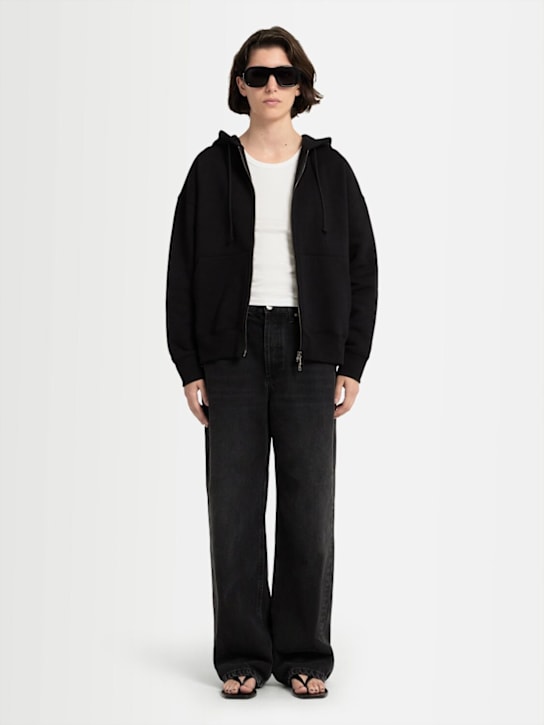 Annagreta: Grace full-zip cotton sweatshirt hoodie - Black - women_1 | Luisa Via Roma