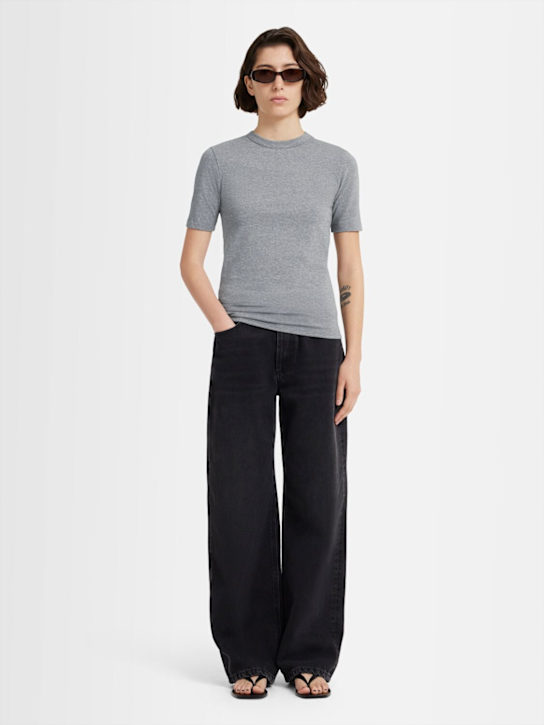Annagreta: Daisy stretch cotton jersey t-shirt - Grey - women_1 | Luisa Via Roma