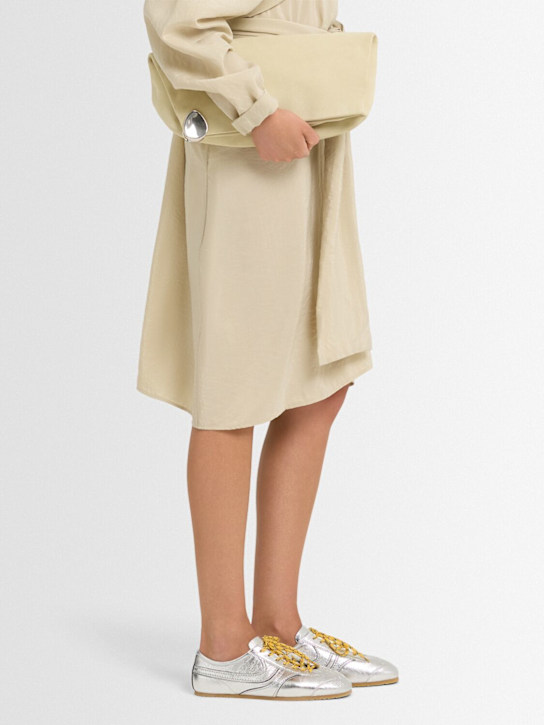 Dries Van Noten: Metallic leather low top sneakers - Silver - women_1 | Luisa Via Roma