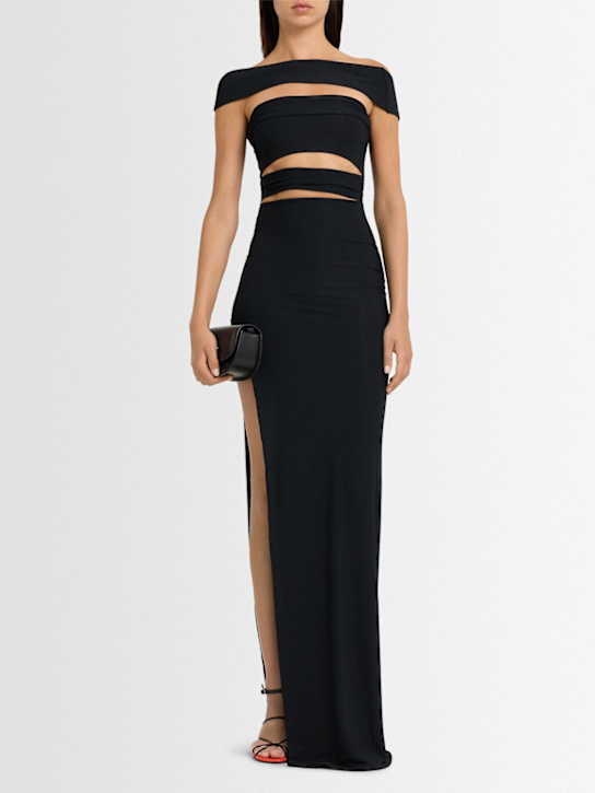 Lama Jouni: Vestido largo de jersey de viscosa - Negro - women_1 | Luisa Via Roma