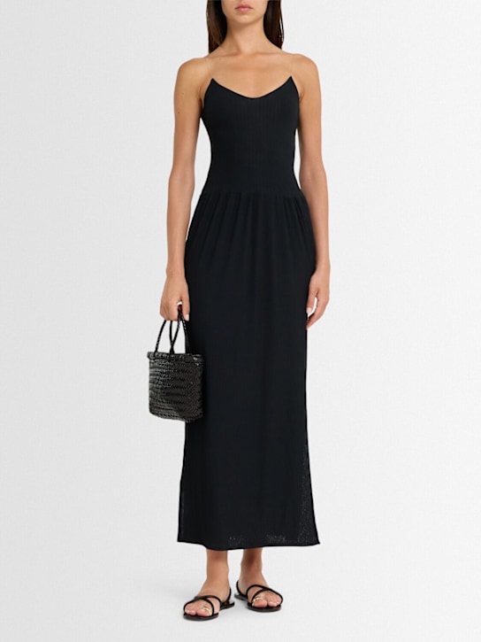 Lama Jouni: Viscose blend long dress - Black - women_1 | Luisa Via Roma
