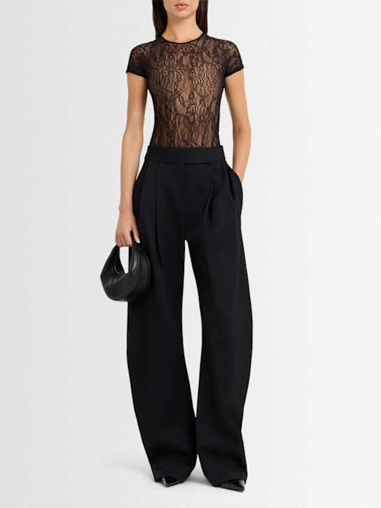 Wardrobe.nyc: Lace cap sleeve nylon bodysuit - women_1 | Luisa Via Roma