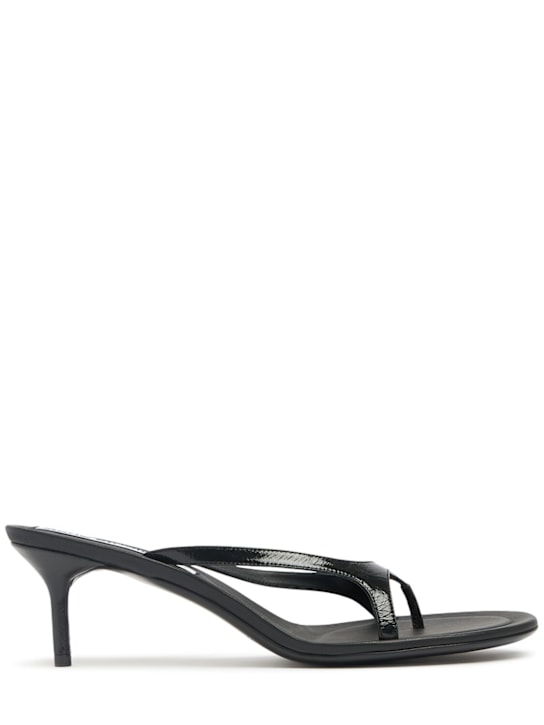 Acne Studios: 60mm Heeled leather thong sandals - Black - women_0 | Luisa Via Roma