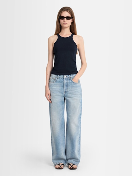 Annagreta: Tank top Ava in jersey di cotone stretch - Blu - women_1 | Luisa Via Roma