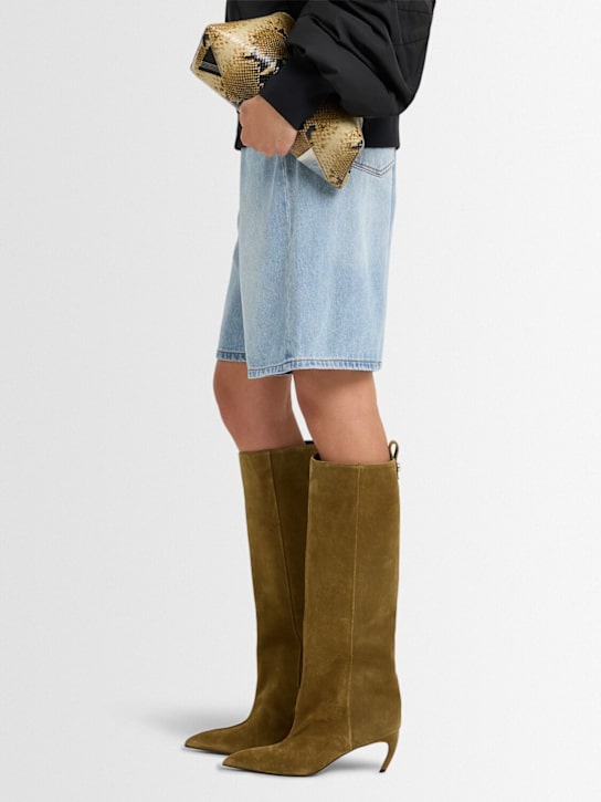 The Attico: 65mm Lea suede boots - Military Green - women_1 | Luisa Via Roma