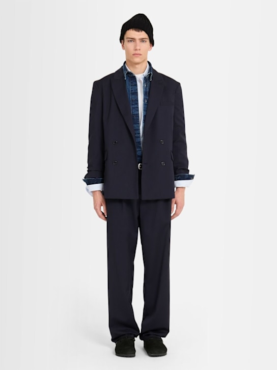 The Core: Double breasted wool twill blazer - Blue - men_1 | Luisa Via Roma