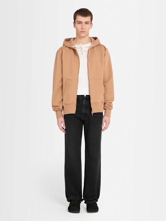 The Core: 全长拉链开合棉质连帽卫衣 - 驼色 - men_1 | Luisa Via Roma