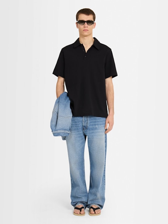 The Core: Classic short-sleeve cotton jersey polo - Black - men_1 | Luisa Via Roma
