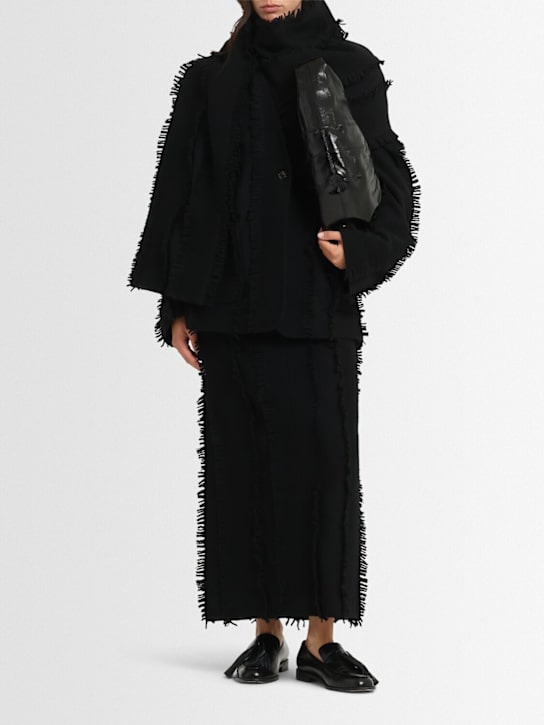 Eenk: Textured wool jacket w/ scarf detail - Black - women_1 | Luisa Via Roma