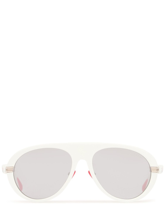 Moncler: Navigaze bold aviator sunglasses - White/Mirror - men_0 | Luisa Via Roma