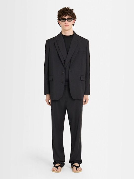 The Core: Single breasted wool twill blazer - Grey - men_1 | Luisa Via Roma