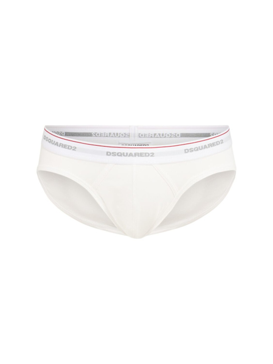 Dsquared2: Lot de 3 slips en mélange de coton - Blanc - men_0 | Luisa Via Roma