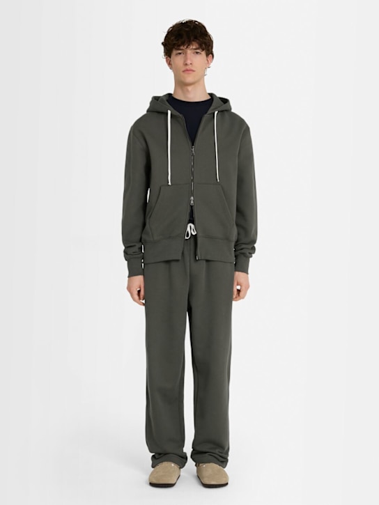 The Core: Sweat à capuche zippé en coton - Vert Militaire - men_1 | Luisa Via Roma