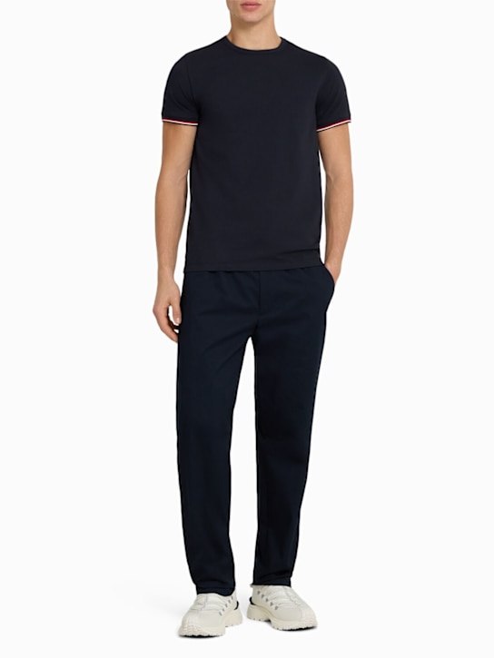 Moncler: Stretch cotton jersey t-shirt - Lacivert - men_1 | Luisa Via Roma
