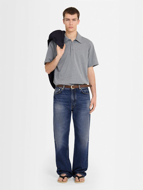 The Core: クラシックなコットンジャージー半袖ポロシャツ - グレー - men_1 | Luisa Via Roma