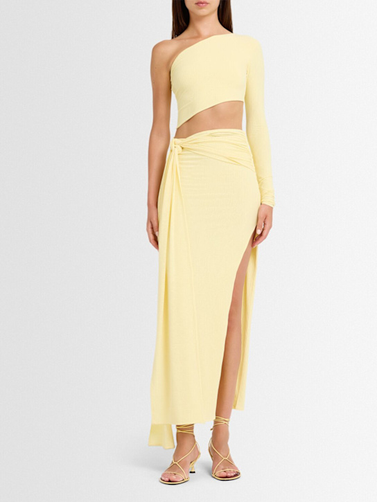 Lama Jouni: Top en jersey de viscose stretch épaules dénudées - Jaune - women_1 | Luisa Via Roma