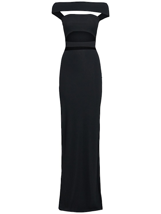 Lama Jouni: Vestido largo de jersey de viscosa - Negro - women_0 | Luisa Via Roma