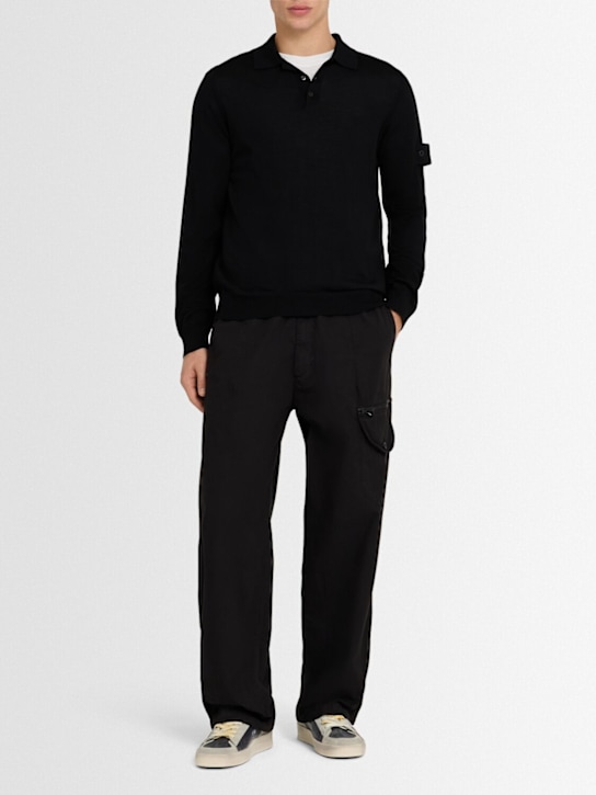 Stone Island: Langarm-Poloshirt „Ghost“ - Schwarz - men_1 | Luisa Via Roma