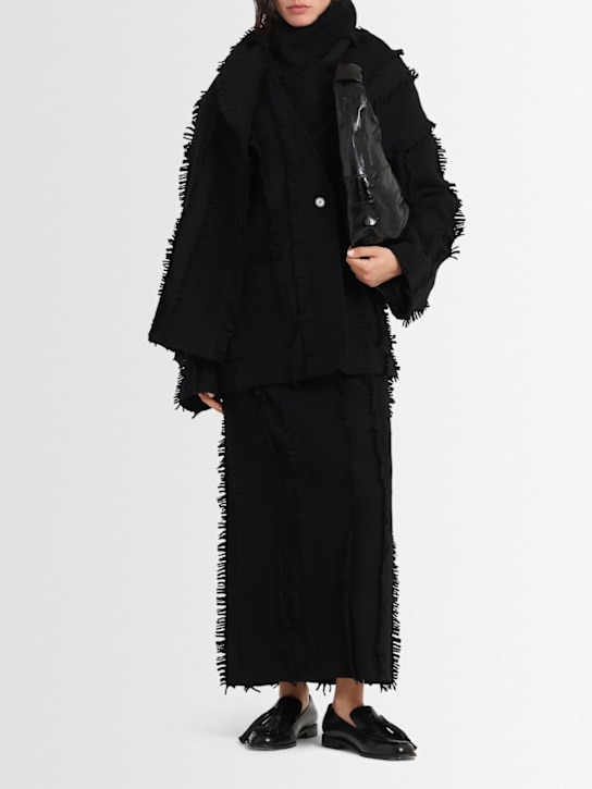 Eenk: Textured straight classic skirt - Black - women_1 | Luisa Via Roma