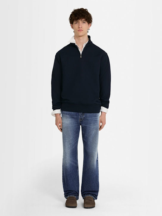 The Core: Sweat-shirt en coton à demi-zip - Bleu - men_1 | Luisa Via Roma